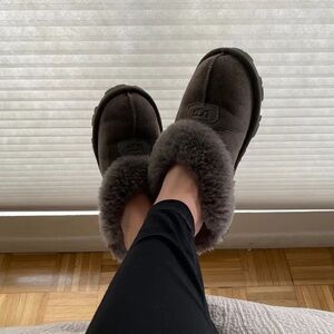 UGG Women's Dark Brown Lined Slippers